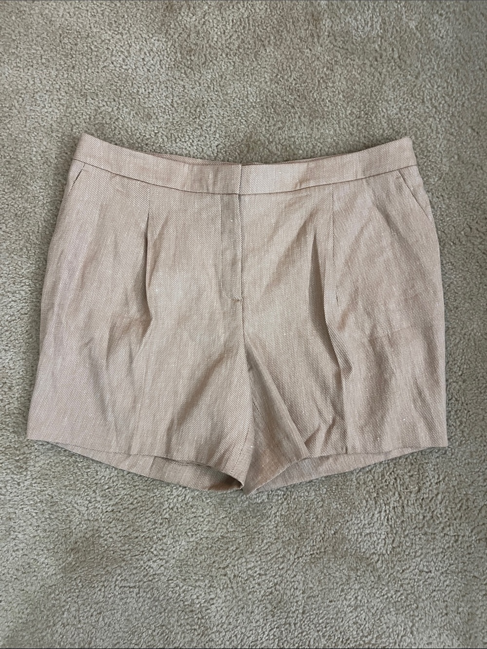 Talbots High-Waist Linen-Blend Shorts in Light Beige